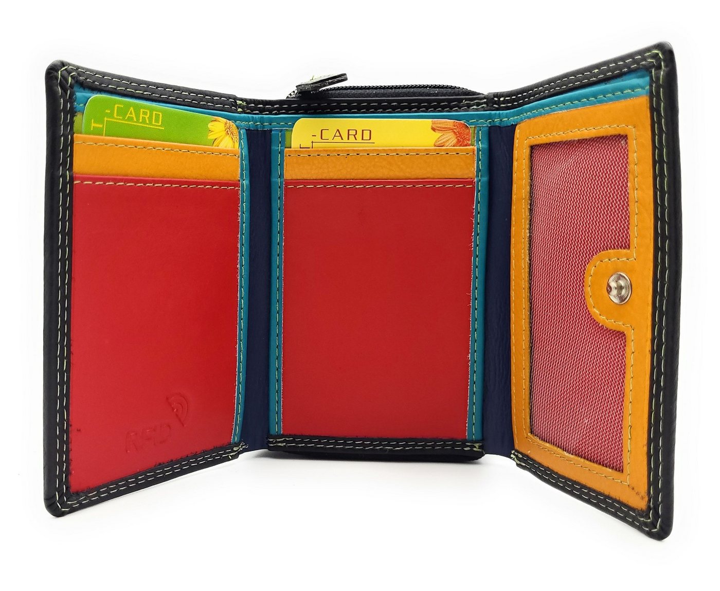 JOCKEY CLUB Mini Geldbörse Rio Piccolino Damen Portemonnaie Leder RFID-Schutz tropische Farben von JOCKEY CLUB