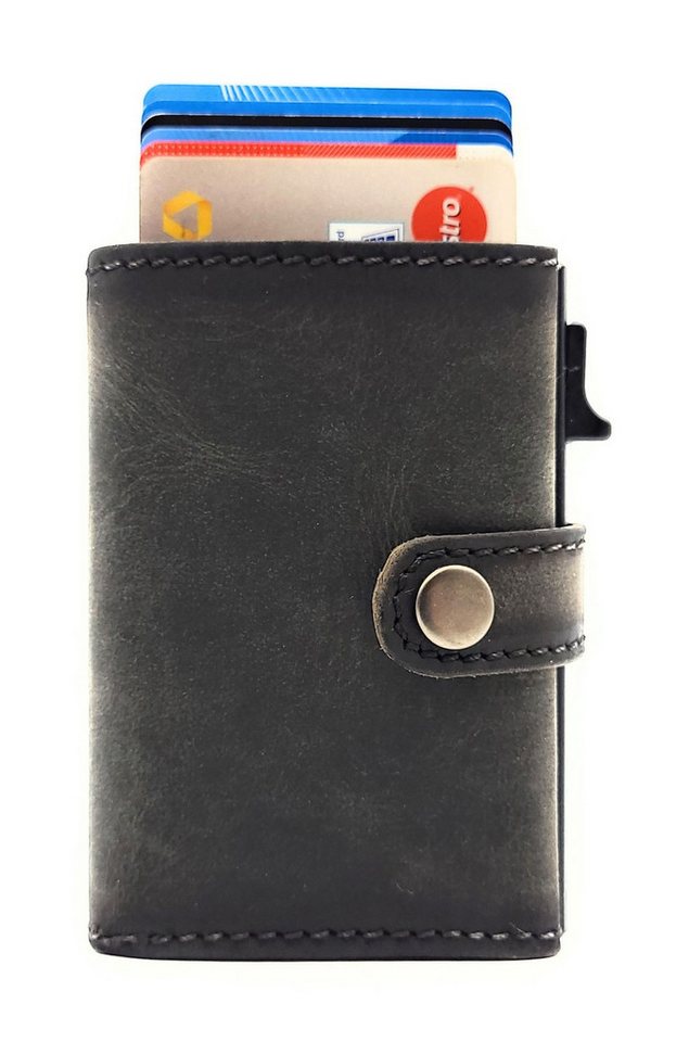 JOCKEY CLUB Mini Geldbörse Slim Wallet ClipX – Echtleder Büffel Hunter - RFID Schutz - Münzfach von JOCKEY CLUB