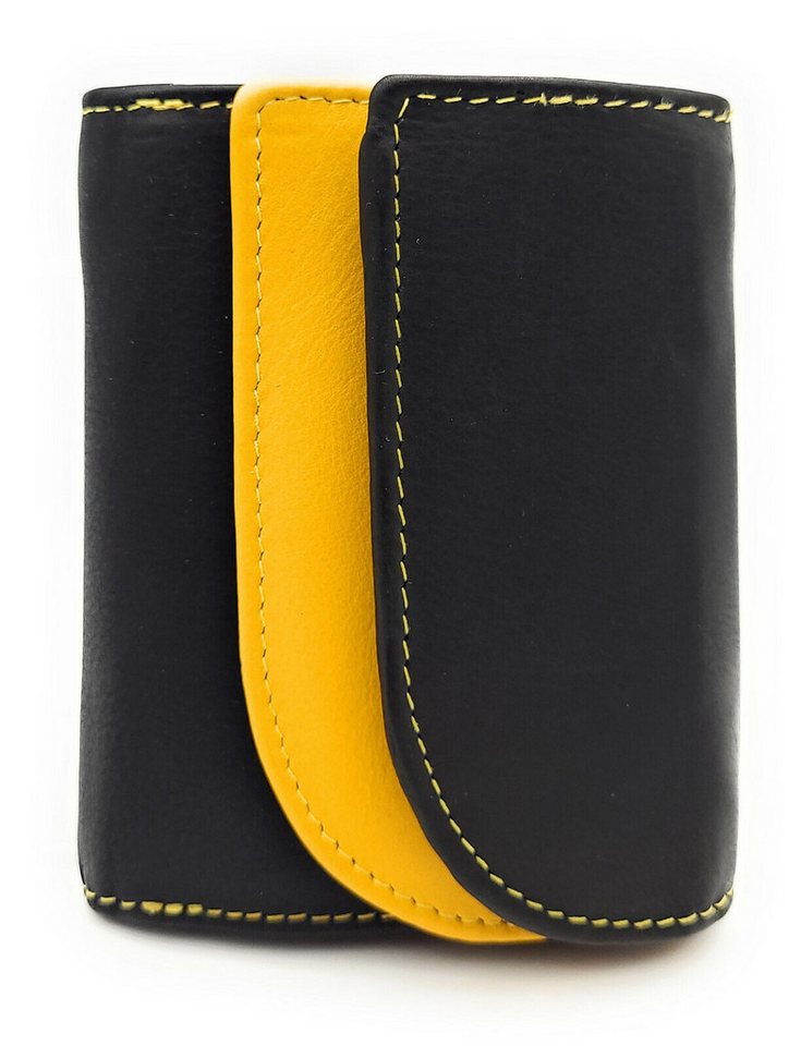 JOCKEY CLUB Mini Geldbörse echt Leder Midi Portemonnaie mit RFID Schutz, Wickelbörse, farblich passende Kontrastnaht, bicolor von JOCKEY CLUB