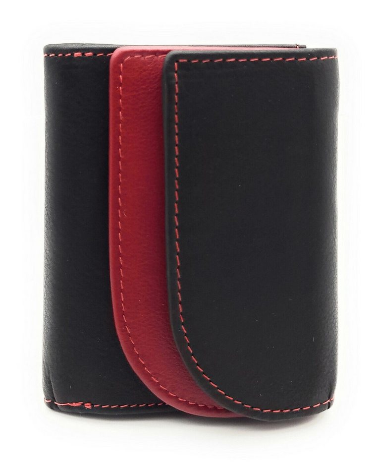 JOCKEY CLUB Mini Geldbörse echt Leder Midi Portemonnaie mit RFID Schutz, Wickelbörse, farblich passende Kontrastnaht, bicolor von JOCKEY CLUB