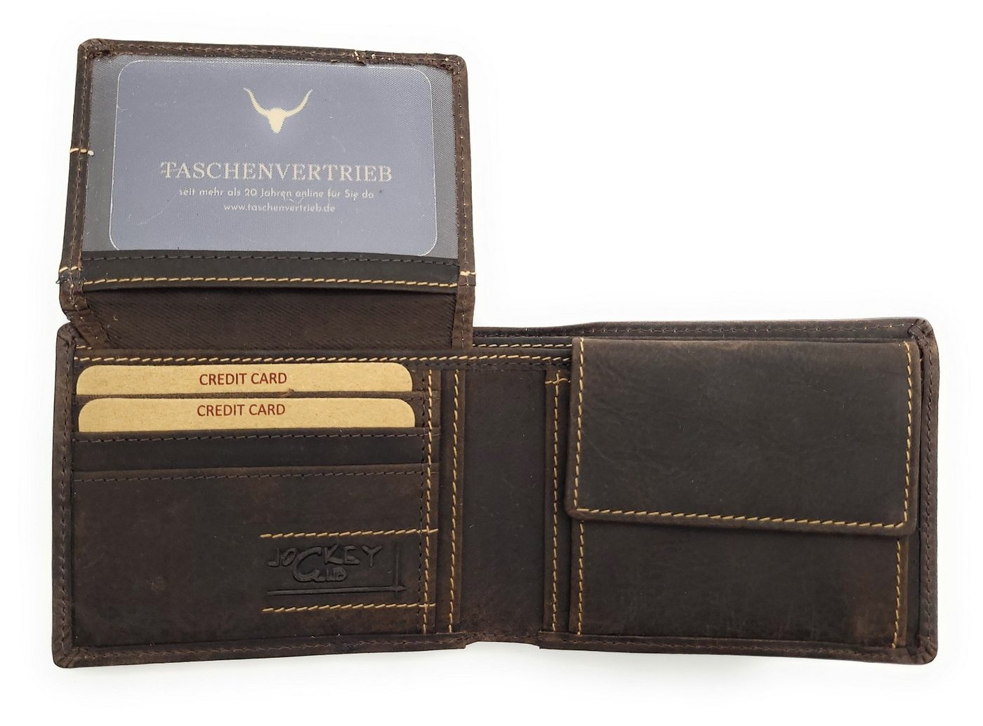 JOCKEY CLUB Mini Geldbörse echt Leder Portemonnaie mit RFID Schutz, rustikales vintage Design von JOCKEY CLUB