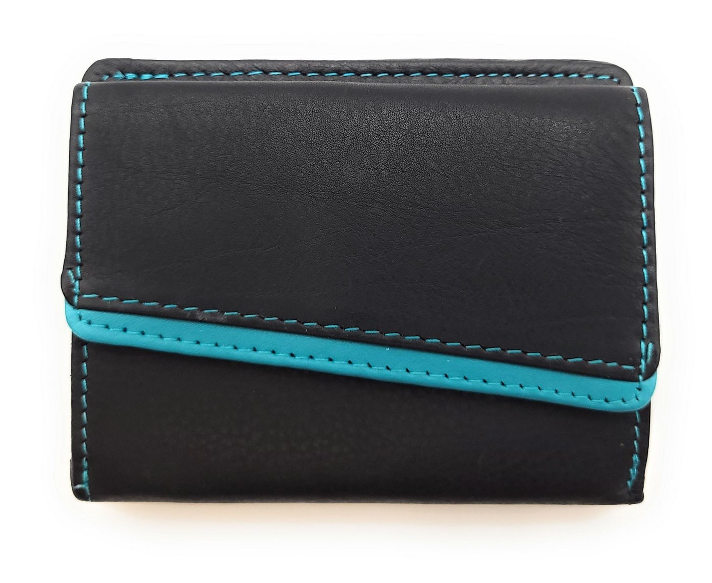 JOCKEY CLUB Mini Geldbörse kleine Börse, Rindleder bicolor mit Münzfach & Kartenfächern von JOCKEY CLUB