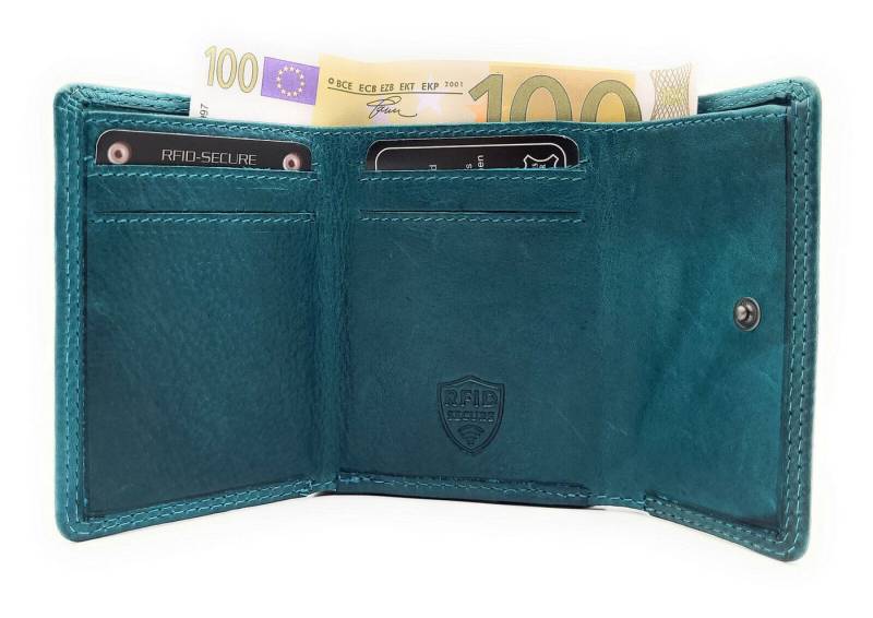 JOCKEY CLUB Mini Geldbörse kleine echt Leder Wendebörse, Urlaubsbörse, Geldbeutel, RFID Schutz, hochwertiges, gewachstes Rindleder, mit RFID Schutz von JOCKEY CLUB