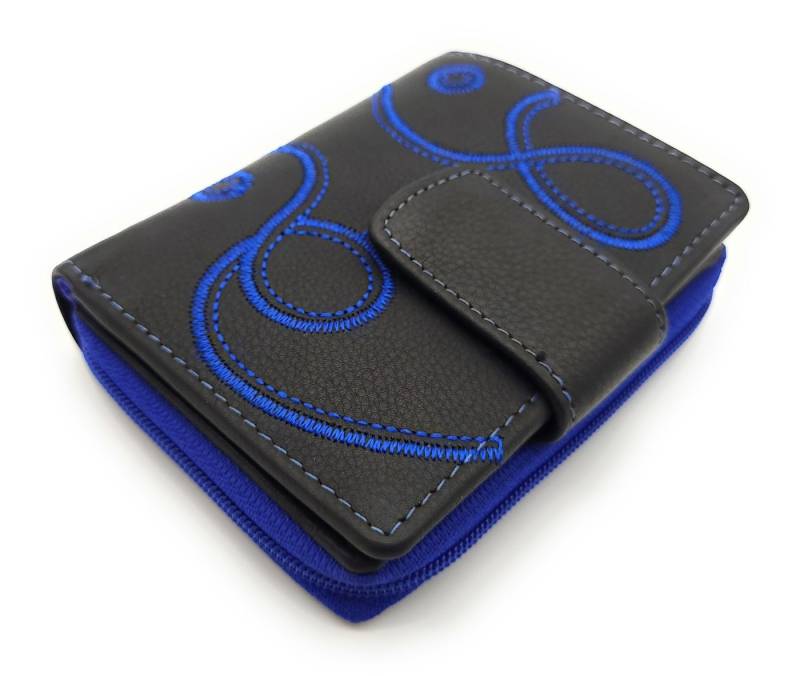 JOCKEY CLUB Mini Geldbörse kleines echt Leder Damen Portemonnaie mit RFID Schutz "Loop", phantasievolle Stickerei, ideal für den Urlaub von JOCKEY CLUB