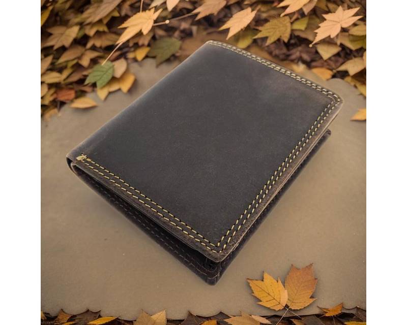 JOCKEY CLUB Mini Geldbörse kleines echt Leder Portemonnaie, Geldbeutel mit RFID Schutz, Scheinfächer aus Veloursleder von JOCKEY CLUB