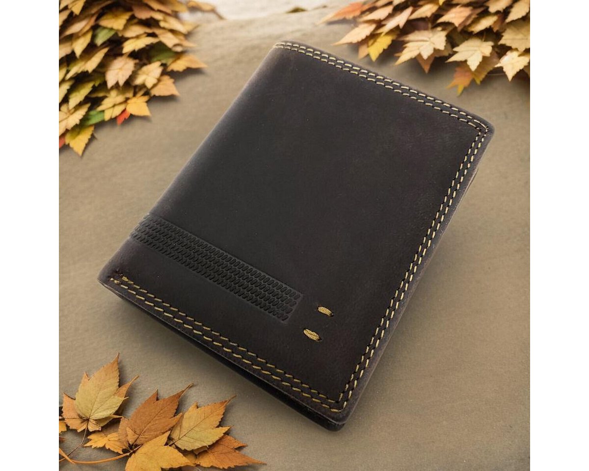 JOCKEY CLUB Mini Geldbörse kleines echt Leder Portemonnaie, Geldbeutel mit RFID Schutz, Scheinfächer aus Veloursleder von JOCKEY CLUB
