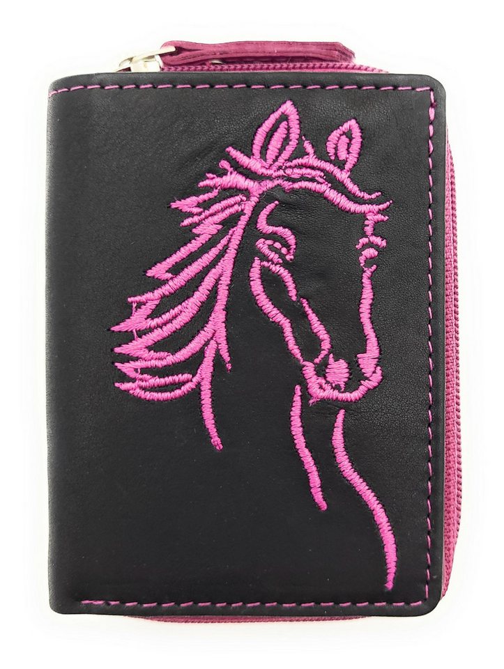 JOCKEY CLUB Mini Geldbörse kleines echt Leder Portemonnaie mit Pferde Stickerei JOCKEY CLUB Mini Geldbörse kleines echt Leder Portemonnaie mit Pferde Stickerei von JOCKEY CLUB