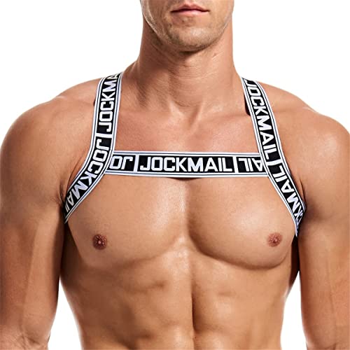 Herren-Geschirr für Herren, Stretch, Fitness, Schultergurt, bauchfreies Top, Brust, Muskelgeschirr, Herren, Schultergurt, Weiss/opulenter Garten, Large/X-Large von JOCKMAIL