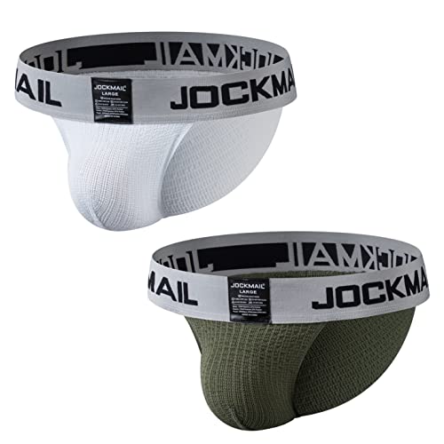 JOCKMAIL 2 Stück/ Pack Herren Slip Unterwäsche Sportlich Unterwäsche Slip Herren Breit Gürtel Baumwolle Unterwäsche Slip von JOCKMAIL