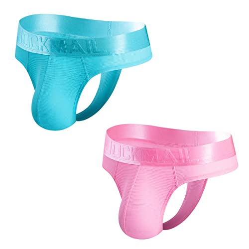 JOCKMAIL 2 Stück Herren Slip Unterwäsche - Niedrig Aufstieg, Gemütlich Breit Gürtel Tanga von JOCKMAIL