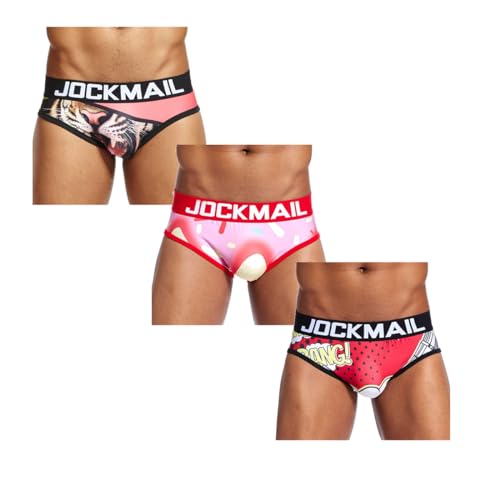 JOCKMAIL 3 STÜCKE/Pack Herren Unterwäsche Slip Herren Karikatur Männer Unterwäsche Herren Slip (DE/NL/SE/PL, Alphanumerisch, L, Regular, Regular, 330+335+336) von JOCKMAIL