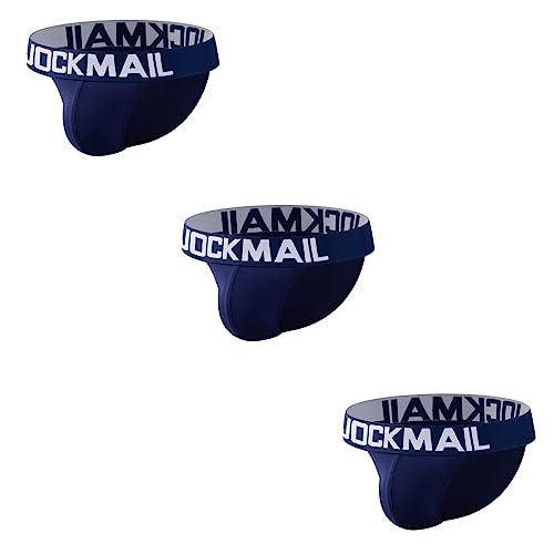 JOCKMAIL 3 Stück/Pack Herren Slips Herren Unterwäsche Baumwolle Herren Slips Pack (DE/NL/SE/PL, Alphanumerisch, L, Regular, Regular, Navy+Navy+Navy) von JOCKMAIL