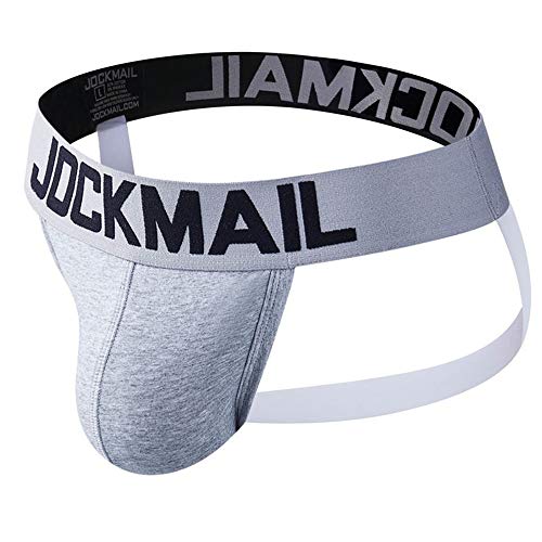 JOCKMAIL 6 Farben Sexy Herren Jockstrap Baumwoll Slips Männer Sexy Unterwäsche Rückenfreies Gesäß Herren Strings Schwule Unterwäsche (XXL, Grau) von JOCKMAIL