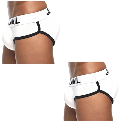 JOCKMAIL Boxer Briefs Herren Shapewear Enhancing Butt Lifter Unterwäsche Butt Lifting Abnehmbare Pad Cup, 345-Weiß-2er-Pack, Medium JOCKMAIL Boxer Briefs Herren Shapewear Enhancing Butt Lifter Unterwäsche Butt Lifting Abnehmbare Pad Cup, 345-Weiß-2er-Pack, Medium von JOCKMAIL