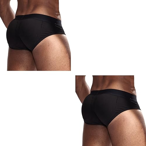 JOCKMAIL Boxer Briefs Herren Shapewear Enhancing Butt Lifter Unterwäsche Butt Lifting Abnehmbare Pad Cup, Blak-2er-Pack, XX-Large von JOCKMAIL
