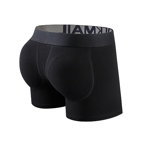 JOCKMAIL Gepolsterte Herren-Boxershorts zur Verbesserung des Gesäßes, Herren-Unterhose mit Schwammpolsterung, 455 Schwarz, L von JOCKMAIL