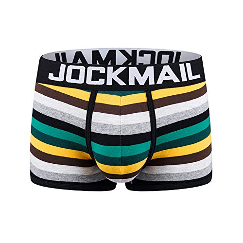 JOCKMAIL Herren Baumwolle Boxer Unterwäsche Herren Quadratwinkel Cool Gestreifte Regenbogen Herren Trunks Brief Shorts, Schwarz, Large von JOCKMAIL