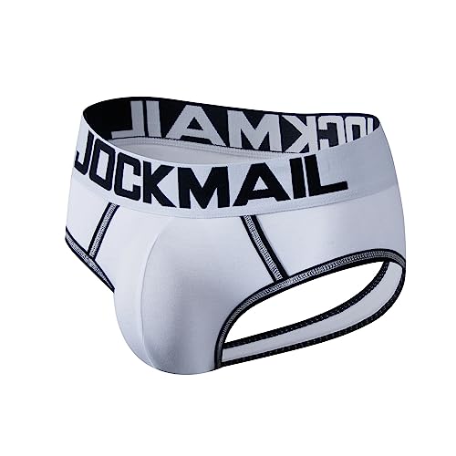 JOCKMAIL Herren Baumwolle Boxer Unterwäsche Jockstrap Bottomless Mens Backless Trunks Brief Shorts, Weiss/opulenter Garten, Medium von JOCKMAIL