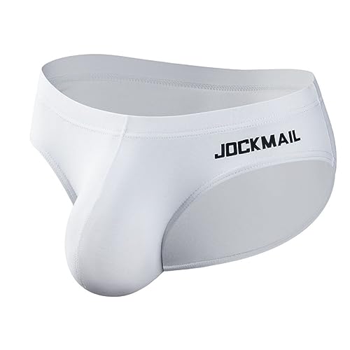 JOCKMAIL Herren Baumwolle Slips Unterwäsche Herren Tanga Triangel Hosen Big Pouch Bikini Unterhose, 396 Weiß, M von JOCKMAIL