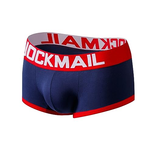 JOCKMAIL Herren Baumwolle Unterwäsche Jockstrap Sexy Bottomless Herren Boxer Briefs Rückenfreie Hosen Trunks Shorts, Marineblau, X-Large von JOCKMAIL