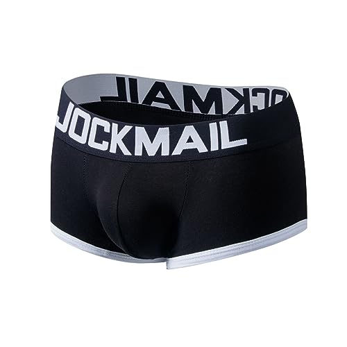 JOCKMAIL Herren Baumwolle Unterwäsche Jockstrap Sexy Bottomless Herren Boxer Briefs Rückenfreie Hosen Trunks Shorts, Schwarz, X-Large von JOCKMAIL