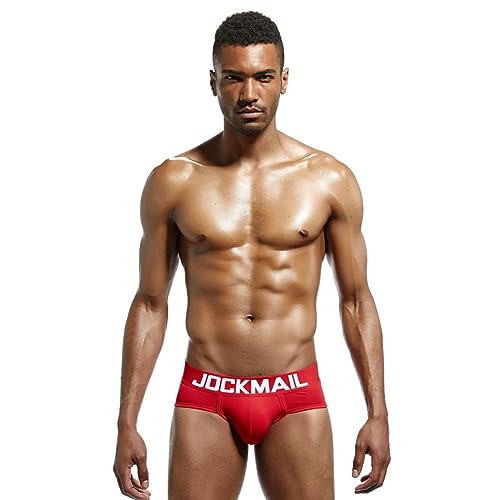 JOCKMAIL Herren Baumwolle weiche Boxershorts Herren Slips Unterwäsche Trunks, rot, M von JOCKMAIL