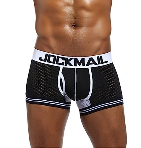 JOCKMAIL Herren-Boxershorts, atmungsaktives Netzgewebe, Unterwäsche, Höschen, Shorts, Unterhosen, Schwarz, Large von JOCKMAIL