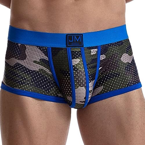 JOCKMAIL Herren Boxershorts Klassisch Gedruckt Camouflage Männer Unterwäsche Höschen, Blau, X-Large von JOCKMAIL