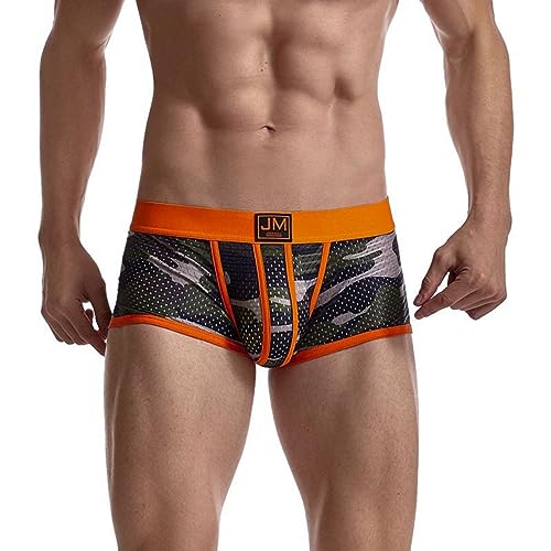 JOCKMAIL Herren Boxershorts Klassisch Gedruckt Camouflage Männer Unterwäsche Höschen, Orange/Abendrot im Zickzackmuster (Sunset Chevron), Medium von JOCKMAIL