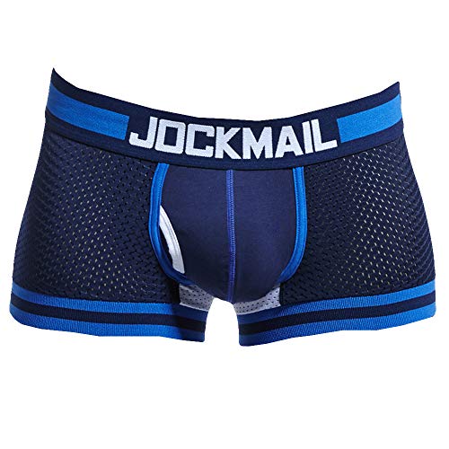 JOCKMAIL Herren Boxershorts Männer Unterhose Hipster Underwear Blau Netz (L) von JOCKMAIL