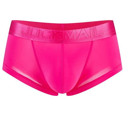 JOCKMAIL Herren Boxershorts Transparent Ice Silk Unterwäsche Nahtlos Atmungsaktiv Sexy Slip mit U-Beutel (DE/NL/SE/PL, Alphanumerisch, L, Regular, Regular, Rose) von JOCKMAIL