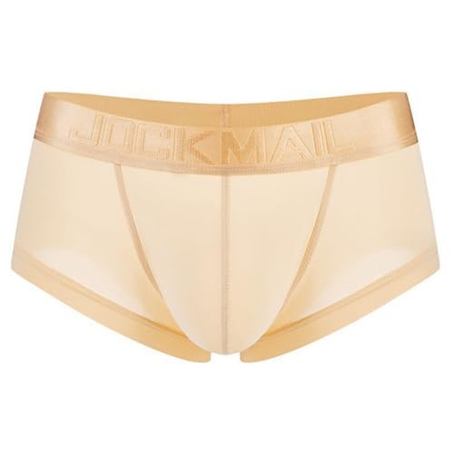 JOCKMAIL Herren Boxershorts Transparent Ice Silk Unterwäsche Nahtlos Atmungsaktiv Sexy Slip mit U-Beutel (DE/NL/SE/PL, Alphanumerisch, XL, Regular, Regular, Hautfarben) von JOCKMAIL