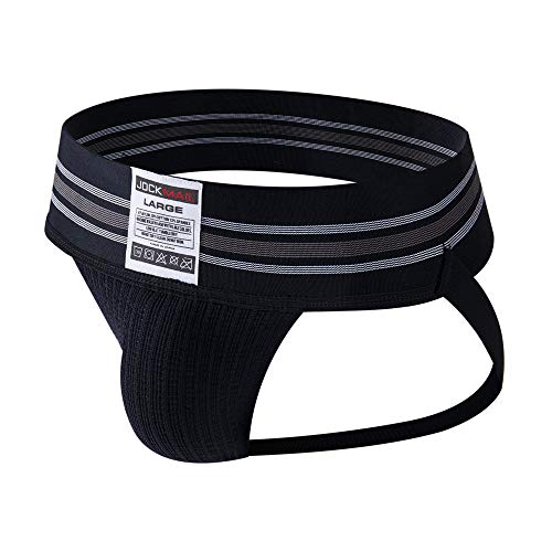 JOCKMAIL Herren-Unterhose mit breitem Gürtel, Jock-Straps, Sportunterwäsche, Schwarz , L von JOCKMAIL