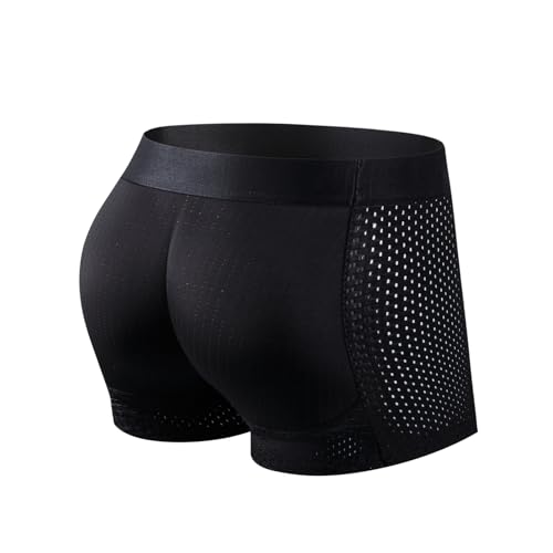 JOCKMAIL Herren Butt Padded Unterwäsche Boxershort Herren Mesh Boxershorts Shapewear mit Butt Enhancing Pads (DE/NL/SE/PL, Alphanumerisch, M, Regular, Regular, 467schwarz) von JOCKMAIL