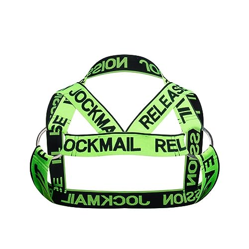 JOCKMAIL Herren Fitness Harness Schultergurt Brust Muskel Hals Taille Gürtel Club Party Hollow Out Körper Brust Athletic Harness, 910 Grün, Einheitsgröße von JOCKMAIL