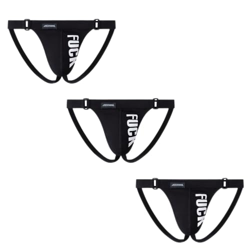 JOCKMAIL Herren Jockstrap Männer Sport Athletic Supporter Fitness Mode Brief Atmungsaktive Männer Workout Unterwäsche, Schwarz, 3er-Pack, Medium von JOCKMAIL
