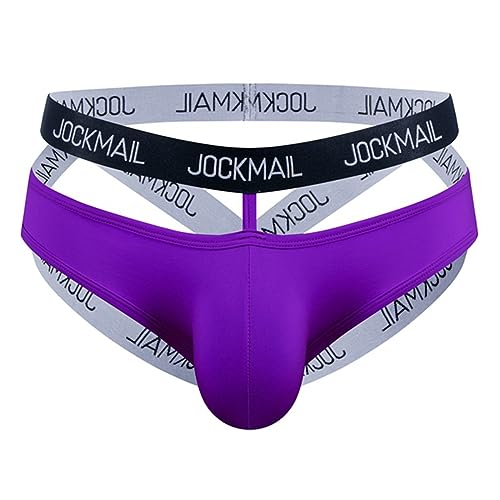 JOCKMAIL Herren Jockstrap Tangas Unterwäsche Athletic Supporter Herren G-String Männer Unterwäsche (M, LILA) von JOCKMAIL