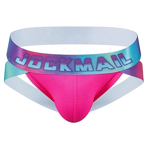 JOCKMAIL Herren Jockstrap Unterwäsche Athletic Supporters Rainbow Low Rise Herren Sport Unterwäsche (L, Rose) von JOCKMAIL