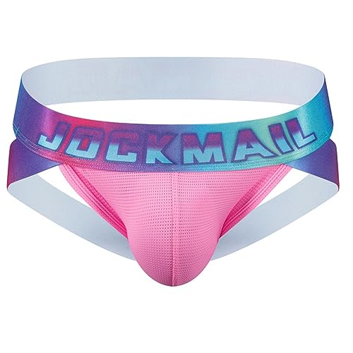 Herren Jockstrap Unterwäsche Athletic Supporters Rainbow Low Rise Herren Sport Unterwäsche (XL, PINK) von JOCKMAIL
