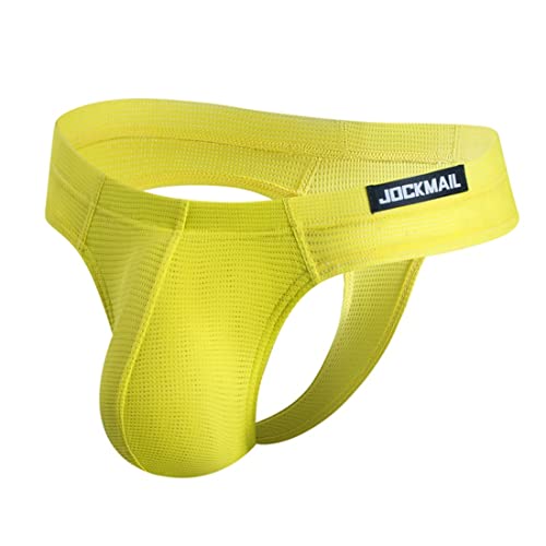 JOCKMAIL Herren Jockstrap Unterwäsche Jock Straps Männliche Athletic Unterstützer Männer Sport Unterwäsche, gelb, XXL von JOCKMAIL