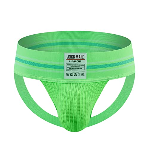 JOCKMAIL Herren Jockstraps Unterwäsche Breiter Gürtel Athletic Supporter Komfortabler Herren Sport Jockstrap 7 Farben (as3, Alpha, m, Regular, Regular, Grün) von JOCKMAIL