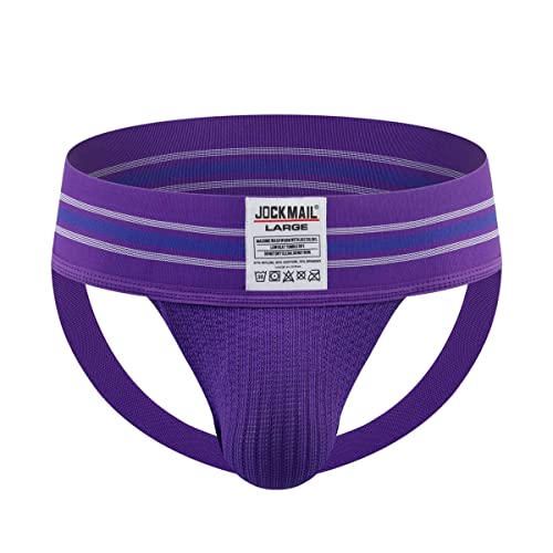 JOCKMAIL Herren Jockstraps Unterwäsche Breiter Gürtel Athletic Supporter Komfortabler Herren Sport Jockstrap 7 Farben (as3, Alpha, m, Regular, Regular, Lila) von JOCKMAIL