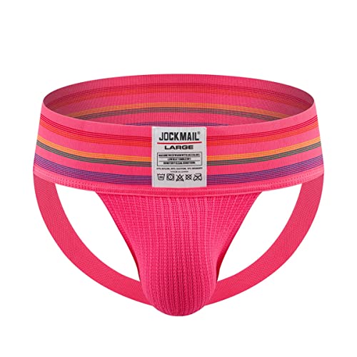 JOCKMAIL Herren Jockstraps Unterwäsche Breiter Gürtel Athletic Supporter Komfortabler Herren Sport Jockstrap 7 Farben (as3, Alpha, x_l, Regular, Regular, Rot) von JOCKMAIL