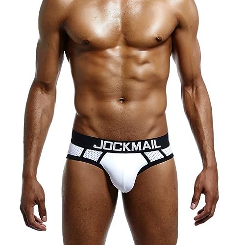 JOCKMAIL Herren Mesh Boxer Briefs Schnell Trocknende Unterwäsche Männer Atmungsaktive Eis Seide männer Unterwäsche Trunks Unterhosen, 311 - Weiß, X-Large von JOCKMAIL