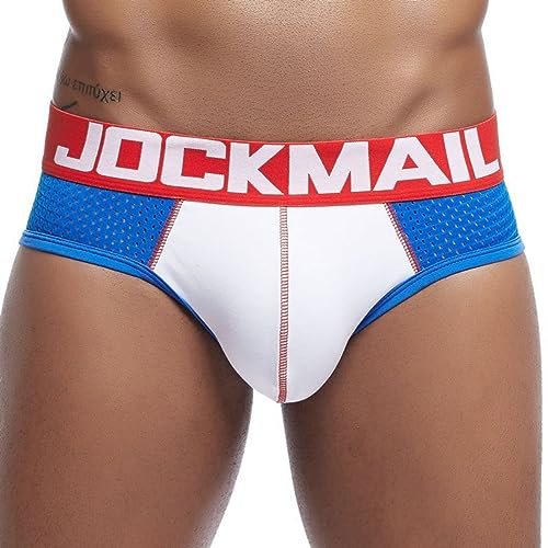 JOCKMAIL Herren Mesh Boxer Briefs Schnell Trocknende Unterwäsche Männer Atmungsaktive Eis Seide männer Unterwäsche Trunks Unterhosen, 351 - Blau, Medium von JOCKMAIL