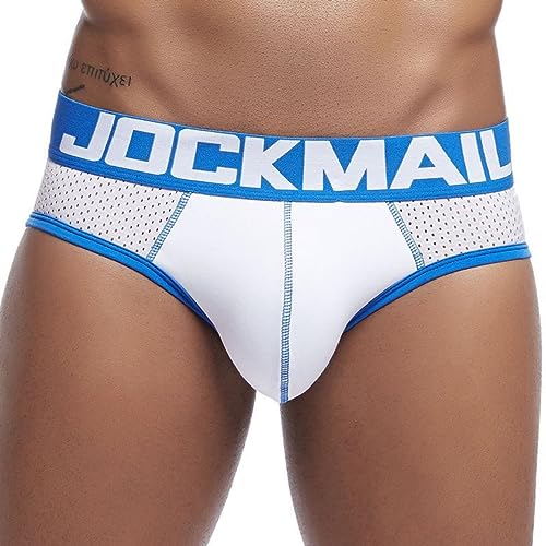 JOCKMAIL Herren Mesh Boxer Briefs Schnell Trocknende Unterwäsche Männer Atmungsaktive Eis Seide männer Unterwäsche Trunks Unterhosen, 351 - Weiß, Large von JOCKMAIL