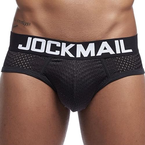 JOCKMAIL Herren Mesh Boxer Briefs Schnell Trocknende Unterwäsche Männer Atmungsaktive Eis Seide männer Unterwäsche Trunks Unterhosen, 352 - Schwarz, Large von JOCKMAIL