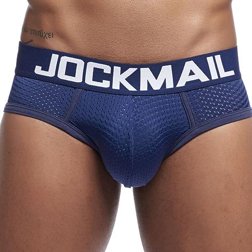 JOCKMAIL Herren Mesh Boxer Briefs Schnell Trocknende Unterwäsche Männer Atmungsaktive Eis Seide männer Unterwäsche Trunks Unterhosen, 352-dunkelblau, X-Large von JOCKMAIL