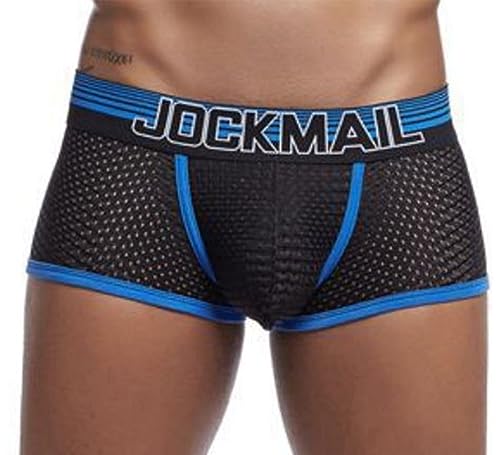 JOCKMAIL Herren-Boxershorts, Netzstoff, schnelltrocknend, atmungsaktiv, Eisseide, Herren-Unterwäsche, Unterhosen, Blau, Large von JOCKMAIL
