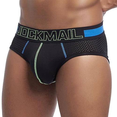 JOCKMAIL Herren Mesh Boxer Briefs Schnell Trocknende Unterwäsche Männer Atmungsaktive Eis Seide männer Unterwäsche Trunks Unterhosen, Schwarz, XX-Large von JOCKMAIL